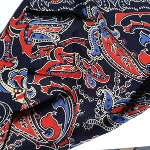 "Handprinted by Forsythe" | Navy and apple red